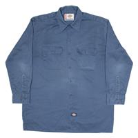 DICKIES Workwear Mens Plain Shirt Blue Long Sleeve L - L Regular