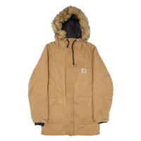 CARHARTT WIP Siberian Quilted Lined Mens Parka Coat Brown Hooded XS - XS Regular