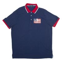 POLO RALPH LAUREN Custom Slim Fit Mens Polo Shirt Blue Long Sleeve 2XL - 2XL Regular