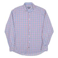 TOMMY HILFIGER Fitted Mens Shirt Blue Check Long Sleeve L - L Regular