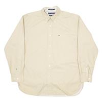 TOMMY HILFIGER Mens Plain Shirt Beige Long Sleeve L - L Regular