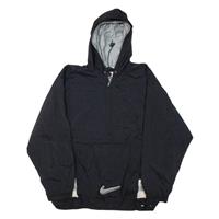 NIKE Mens Anorak Jacket Black Nylon Hooded L - L Regular