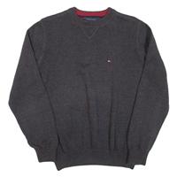 TOMMY HILFIGER Mens Jumper Grey Tight Knit M - M Regular