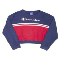 CHAMPION Cropped Womens Sweatshirt Blue M - M Regular
