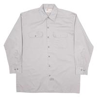 DICKIES Mens Worker Shirt Grey Long Sleeve L - L Regular
