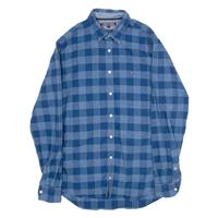 TOMMY HILFIGER Regular Fit Mens Shirt Blue Gingham Long Sleeve M - M Regular