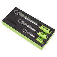 Sealey Telescopic Ratchet Wrench 3pc 3/8" 1/4" 1/2" Long Flexi Head S01297