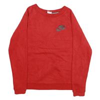 NIKE Mens Red Crew Neck S Cotton Blend Sweatshirt Pullover Comfortable Casual - S Regular