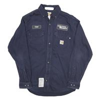 CARHARTT Mens Navy Workwear Shirt S Cotton Blend Durable Heavy Duty - S Regular