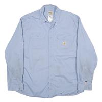 CARHARTT Mens Blue Cotton Blend Work Shirt XL Durable Utility Long Sleeve - XL Regular