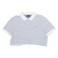 TOMMY HILFIGER Cropped Womens Polo Shirt White Striped L - L Regular