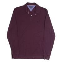 TOMMY HILFIGER Mens Polo Shirt Maroon Long Sleeve M - M Regular