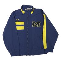NIKE Mens Blue & Yellow Letterman Sports Zip Jacket M Polyester Blend Athletic - M Regular
