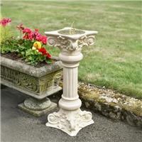 Traditional Cream Cast Aluminium Sundial Column - DETAILED EMBOSSED TOP & BOTTOM