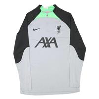 NIKE Mens Grey & Black Football T-Shirt L Long Sleeve 1/4 Zip Crew Neck AXA Logo - L Regular