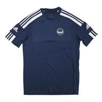 ADIDAS Mens Navy Blue Graphic T-Shirt L Short Sleeve Crew Neck Performance - L Regular