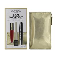 L'Oreal Collagene Black Mascara 24H Volume Black & Eyeliner Red Lipstick Set