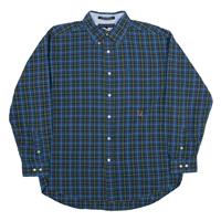 TOMMY HILFIGER Mens Shirt Blue Check Long Sleeve L - L Regular