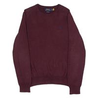 POLO RALPH LAUREN Mens Jumper Maroon Crew Neck Tight Knit M - M Regular