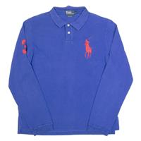 POLO RALPH LAUREN Mens Polo Shirt Blue Long Sleeve L - L Regular