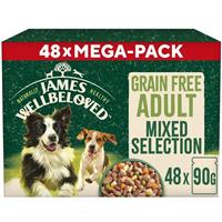 48 x 90g James Wellbeloved Grain Free Adult Wet Dog Food Turkey & Lamb in Gravy