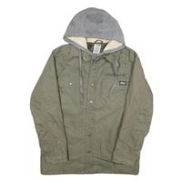 DICKIES Mens Green & Grey Hooded Cotton Blend Jacket S Casual Workwear Zip - S Regular