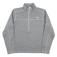 THE NORTH FACE Mens Grey Pullover Plain 1/4 Zip Basic Knit Jumper S Outdoor - S Regular