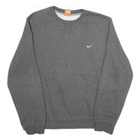 NIKE Mens Grey Cotton Blend Crew Neck L Sweatshirt Athletic Casual - L Regular