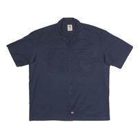 DICKIES Mens Navy Plain Shirt Short Sleeve XL Workwear Durable Button Front - XL Regular