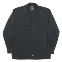 DICKIES Mens Black Workwear Style Shirt M Cotton Blend Button Front Casual - M Regular