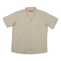DICKIES Mens Beige Cotton Blend Work Shirt XL Short Sleeve Button Pockets - XL Regular