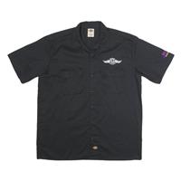 DICKIES Mens Black L Workwear Short Sleeve Shirt Cotton Polyester Blend - L Regular