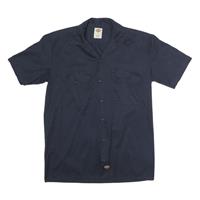 DICKIES Mens Navy Blue Work Shirt S Polyester Blend Button Short Sleeve Casual - S Regular