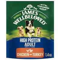 1.4kg James Wellbeloved Adult Dry Dog Food Chicken & Turkey BB-Aug25