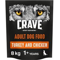 8kg Crave Natural Grain Free Adult Dry Dog Food Turkey & Chicken (8x1kg)