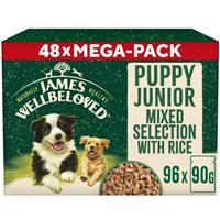 96 x 90g James Wellbeloved Puppy Wet Food Turkey, Lamb & Chicken in Gravy Pouch