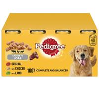 48 x 400g Pedigree Adult Wet Dog Food Tins Mixed Selection in Loaf Dog Can