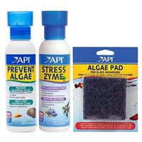API Glass Tank Cleaning Bundle Algae Pad Cleaner + Stress Zyme Prevent Algae |