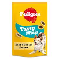 8 x 140g Pedigree Tasty Bites Minis Dog Treats Cheesy Nibbles Cheese & Beef