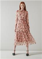 LK Bennett - Swinton Pink Silk Devor dress - UK 12