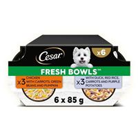 24 x 85g Cesar Fresh Bowls Adult Wet Dog Food Trays Mixed Selection in Gravy