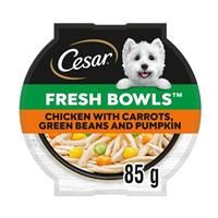 10 x 85g Cesar Fresh Bowls Adult Wet Dog Food Trays with Chicken in Gravy