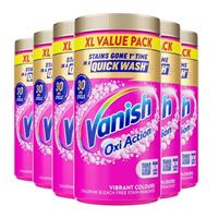 6 x Vanish Oxi Action Laundry Booster Stain Remover Powder 1.9kg Chlorine-Free