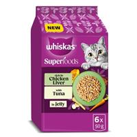 48 x 50g Whiskas 1+ Adult Wet Cat Food Superfoods Mixed selection Pouch in Jelly
