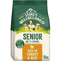 15kg James Wellbeloved 7+ Years Senior Dry Dog Food Rich in Turkey & Rice