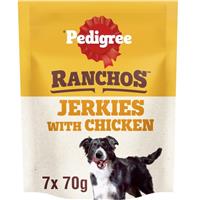 7 x 70g Pedigree Ranchos Jerkies with Chicken Adult Dog Treats Grain Free