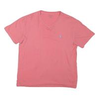 POLO RALPH LAUREN Mens Pink V-Neck T-Shirt M Cotton Blend Classic Fit - M Regular