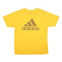 ADIDAS Mens Yellow XL Cotton Blend Graphic T-Shirt Crew Neck Short Sleeve - XL Regular