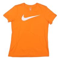 NIKE Womens Orange Cotton Blend T-Shirt L Short Sleeve Crew Neck Sport Style - L Regular