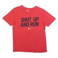 NIKE Mens Red Shut Up And Run Graphic T-Shirt M Short Sleeve Crew Neck - M Regular